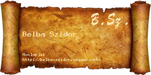 Belba Szidor névjegykártya